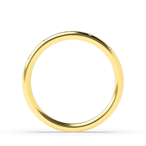 Flush Setting Round Yellow Gold Unique Band Diamond Rings