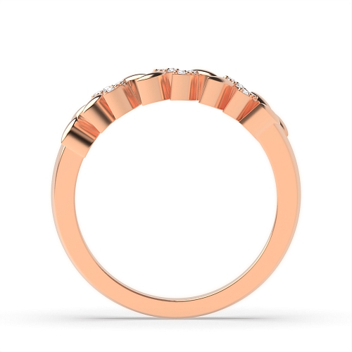 Pave Setting Round Rose Gold Leaf Diamond Rings
