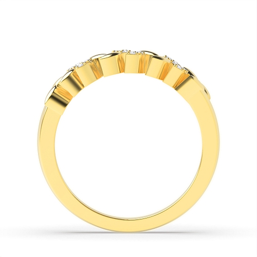 Pave Setting Round Yellow Gold Leaf Diamond Rings