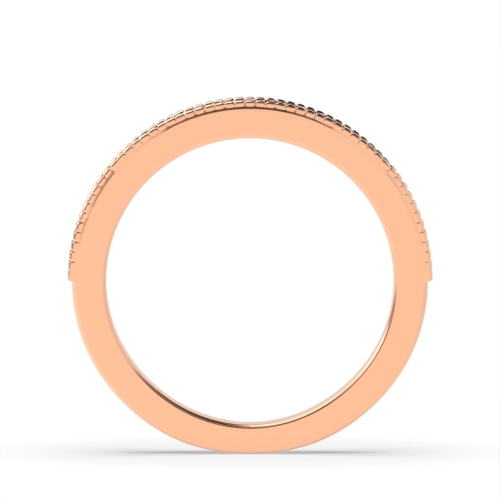 Pave Setting Round Rose Gold Miligrain edge Eternity Diamond Rings