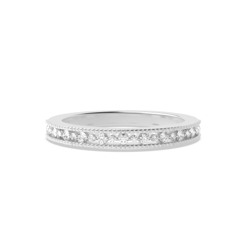 Pave Setting Round Miligrain edge Naturally Mined Eternity Diamond Rings