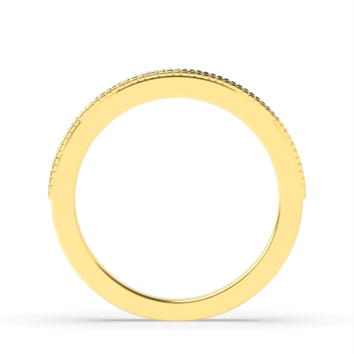 Pave Setting Round Yellow Gold Miligrain edge Eternity Diamond Rings