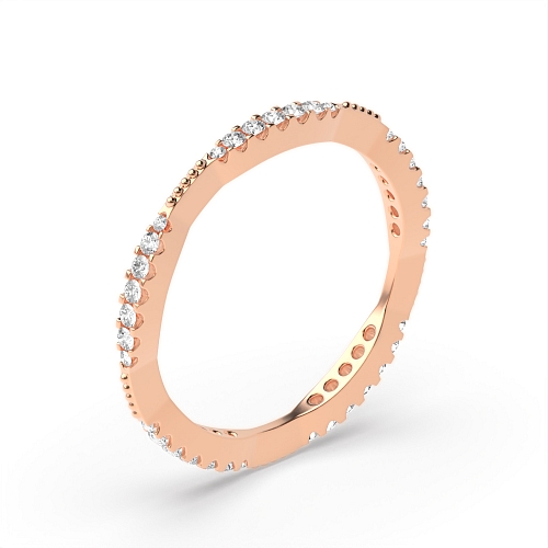 Pave Setting Round Rose Gold Graduating cluster Eternity Diamond Rings
