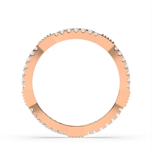 Pave Setting Round Rose Gold Graduating cluster Eternity Diamond Rings