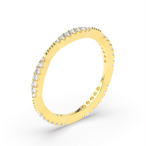 Pave Setting Round Yellow Gold Graduating cluster Eternity Diamond Rings