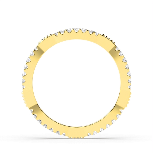 Pave Setting Round Yellow Gold Graduating cluster Eternity Diamond Rings