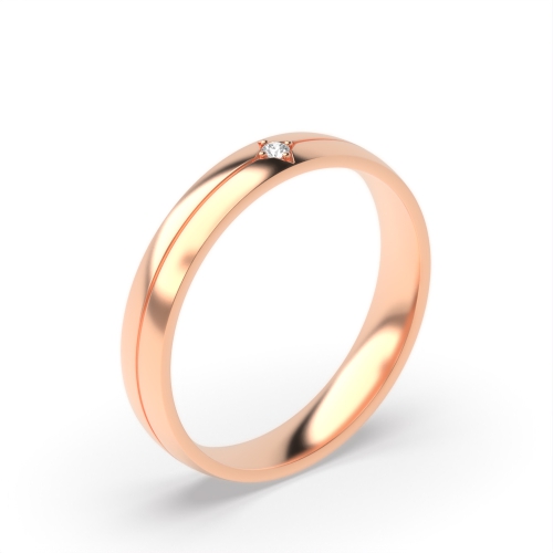 Flush Setting Round Rose Gold Star Band Diamond Rings