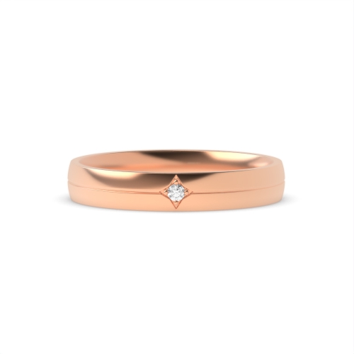Flush Setting Round Rose Gold Star Band Diamond Rings