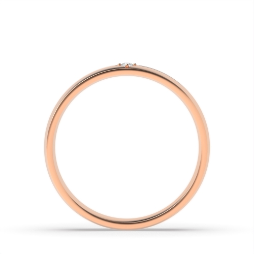 Flush Setting Round Rose Gold Star Band Diamond Rings