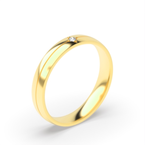 Flush Setting Round Yellow Gold Star Band Diamond Rings