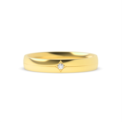 Flush Setting Round Yellow Gold Star Band Diamond Rings