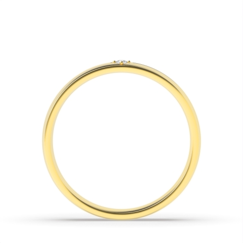 Flush Setting Round Yellow Gold Star Band Diamond Rings