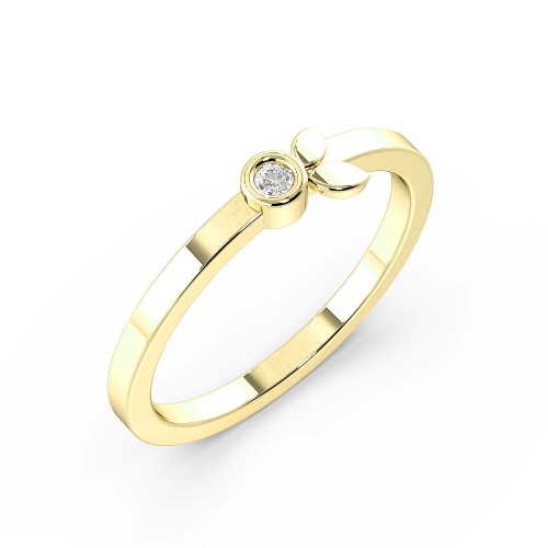 Bezel Setting Diamond Leaf Band Designer Diamond Rings (4.2Mm)