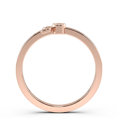 Bezel Setting Round Rose Gold Leaf band Diamond Rings