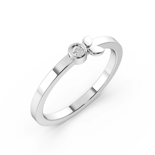Bezel Setting Round Leaf band Naturally Mined Diamond Rings