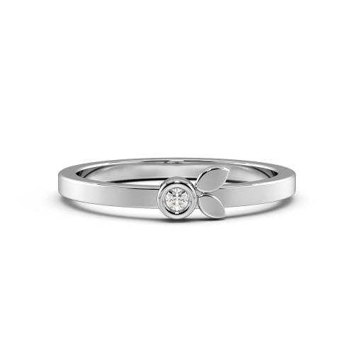 Bezel Setting Round Leaf band Naturally Mined Diamond Rings