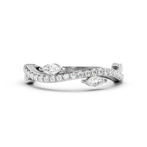Marquise & Round Pave Setting Modern Style Full Eternity Diamond Rings (4.9mm)