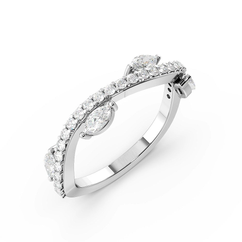 Pave Setting Marquise/Round Modern Full Eternity Diamond Ring