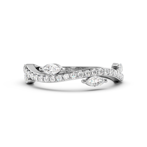 Pave Setting Marquise/Round Modern Full Eternity Diamond Ring