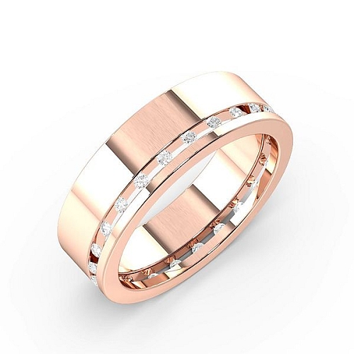 Channel Setting Round Rose Gold Offset Eternity Diamond Rings
