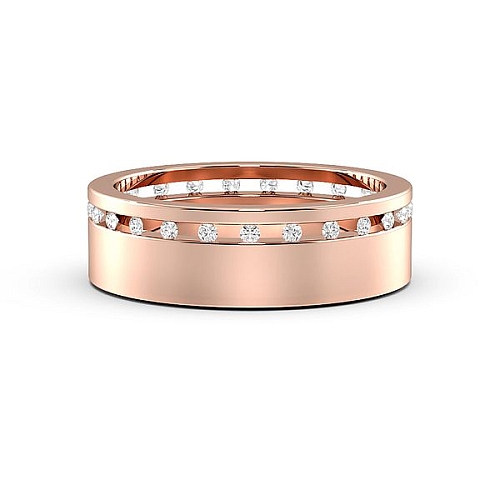 Channel Setting Round Rose Gold Offset Eternity Diamond Rings