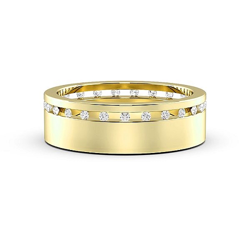 Channel Setting Round Yellow Gold Offset Eternity Diamond Rings