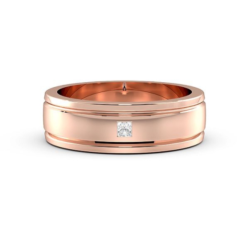 Flush Setting Princess Rose Gold Twin channel Band Diamond Rings