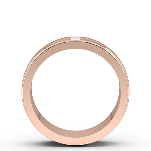 Flush Setting Princess Rose Gold Twin channel Band Diamond Rings