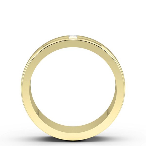 Flush Setting Princess Yellow Gold Twin channel Band Diamond Rings