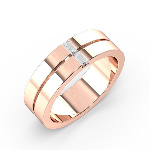 Channel Setting Baguette Rose Gold Two stone Band Diamond Rings