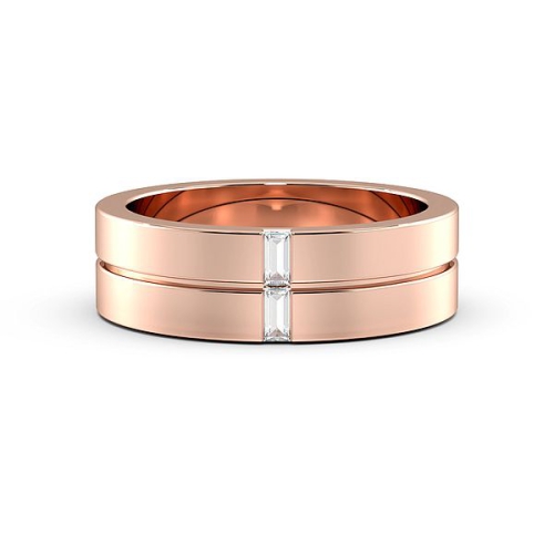 Channel Setting Baguette Rose Gold Two stone Band Diamond Rings