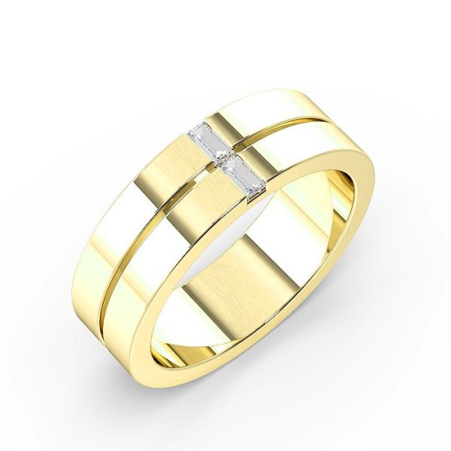 Channel Setting Baguette Yellow Gold Two stone Band Diamond Rings