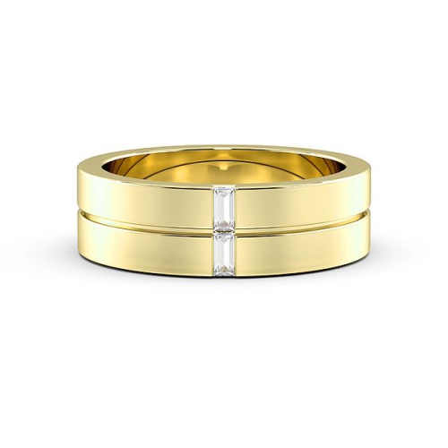 Channel Setting Baguette Yellow Gold Two stone Band Diamond Rings