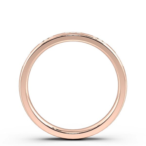 Channel Setting Round Rose Gold Set of three stone Band Diamond Rings
