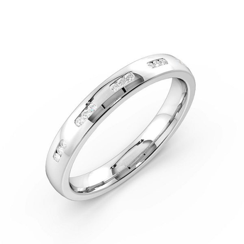 Channel Setting Round White Gold Set of three stone Band Diamond Rings