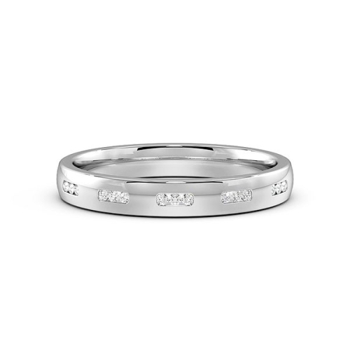 Channel Setting Round White Gold Set of three stone Band Diamond Rings