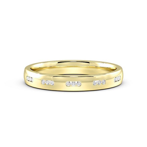 Channel Setting Round Yellow Gold Set of three stone Band Diamond Rings