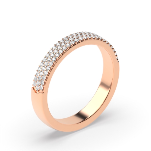 Pave Setting Round Rose Gold Dazzle rows Eternity Diamond Rings