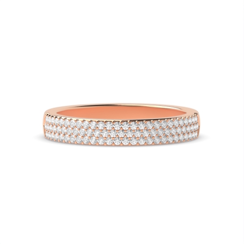Pave Setting Round Rose Gold Dazzle rows Eternity Diamond Rings