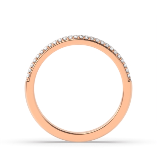Pave Setting Round Rose Gold Dazzle rows Eternity Diamond Rings