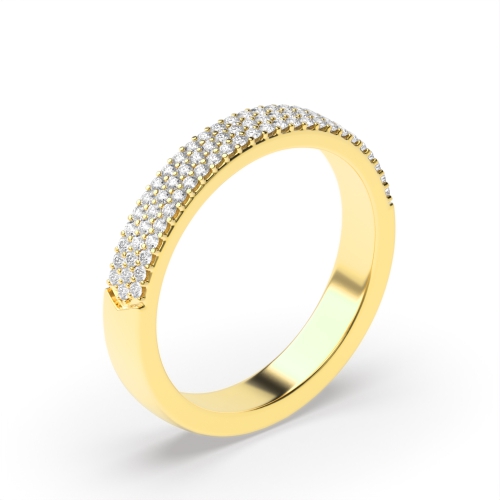 Pave Setting Round Yellow Gold Dazzle rows Eternity Diamond Rings
