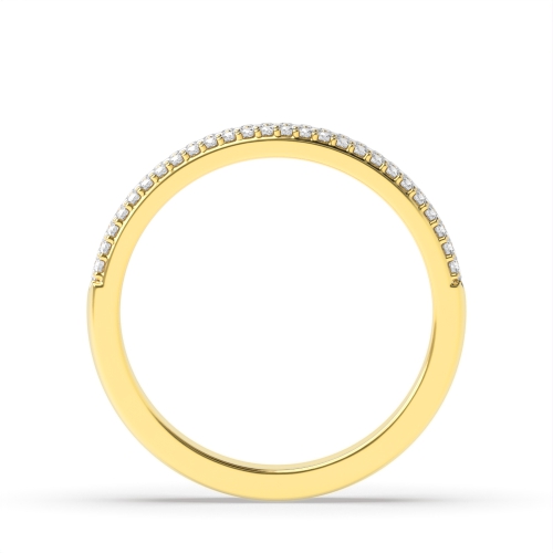 Pave Setting Round Yellow Gold Dazzle rows Eternity Diamond Rings