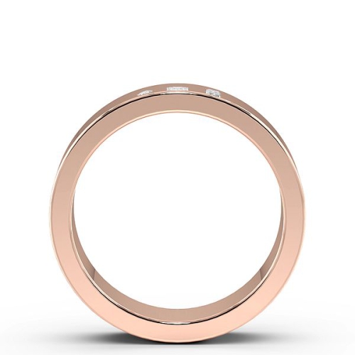 Flush Setting Round Rose Gold 3 stone multi shaped Band Diamond Rings