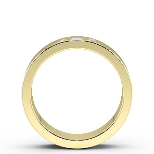 Flush Setting Round Yellow Gold 3 stone multi shaped Band Diamond Rings