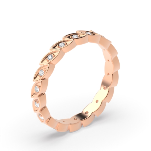 Pave Setting Round Rose Gold Leaf stack Unusual Wedding Diamond Rings