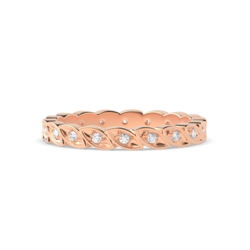 Pave Setting Round Rose Gold Leaf stack Unusual Wedding Diamond Rings