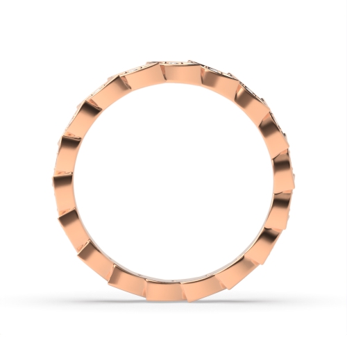Pave Setting Round Rose Gold Leaf stack Unusual Wedding Diamond Rings