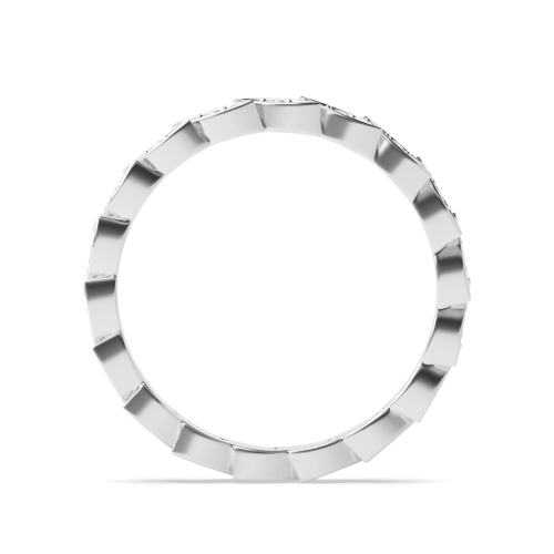 Pave Setting Round White Gold Leaf stack Unique Eternity Bands Diamond Rings