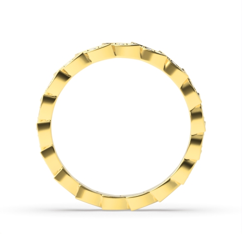 Pave Setting Round Yellow Gold Leaf stack Eternity Diamond Rings