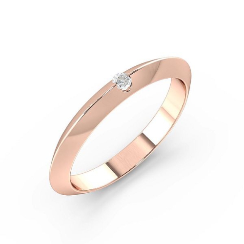 Flush Setting Round Rose Gold Knife edge Band Diamond Rings
